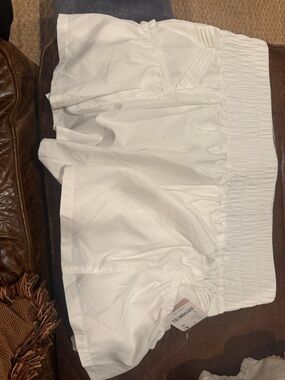Free People White Athletic Shorts with Smocked Waist